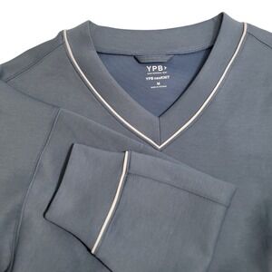 YPB Your Personal Best neoKNIT V Neck Pullover Cropped Sweatshirt Blue Women M